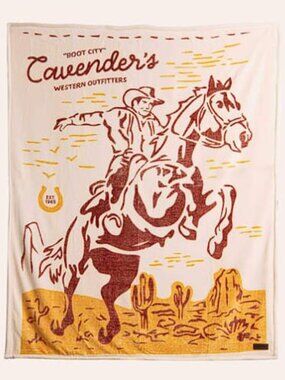CAVENDER'S Rust & Gold Desert Cowboy Plush Throw